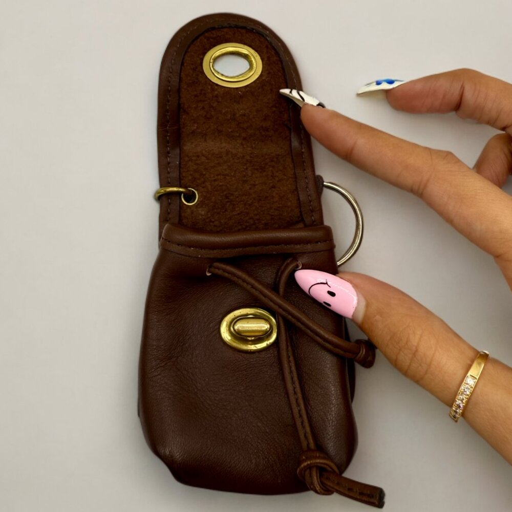 Vintage Coach Mahogany Brown Mini Turnlock Daypack Key Fob Keychain - Picture 7 of 10